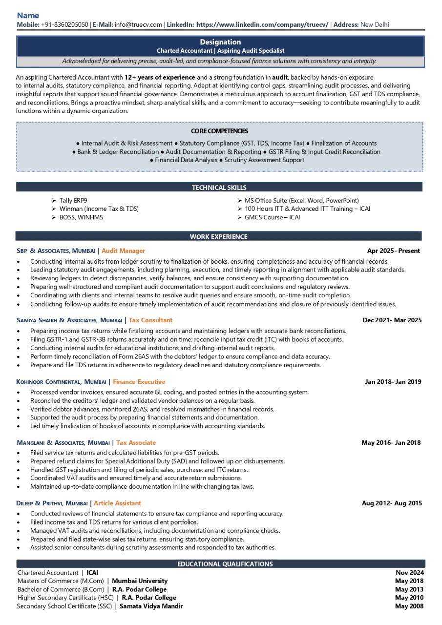 resume writing for ca truecv