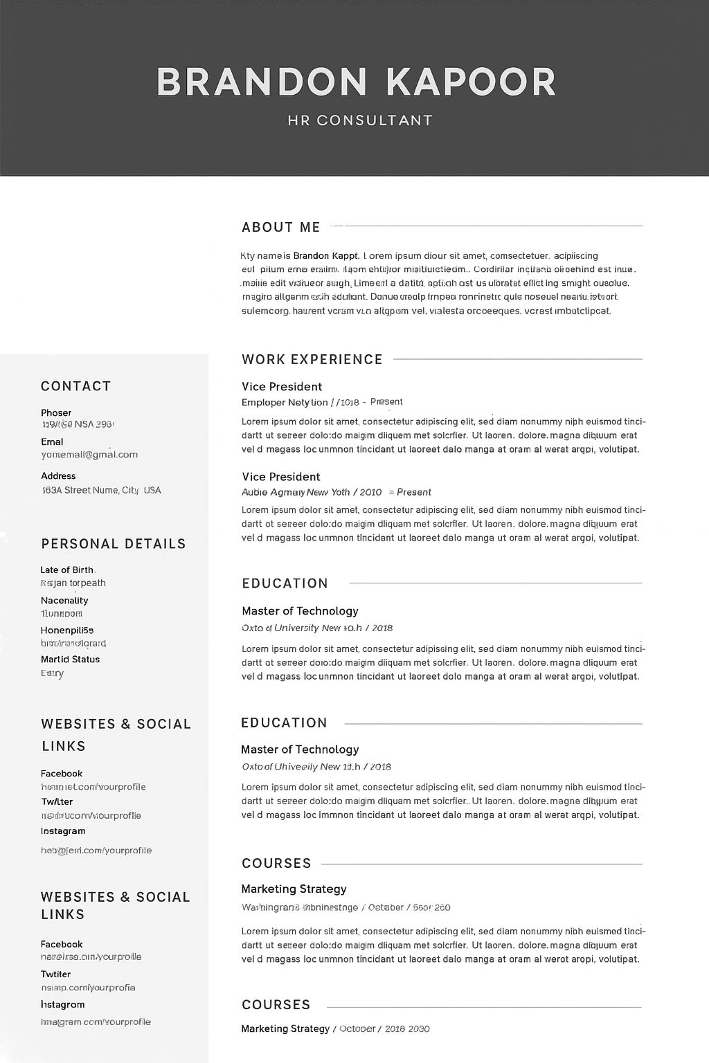 resume writing for hr consultant truecv